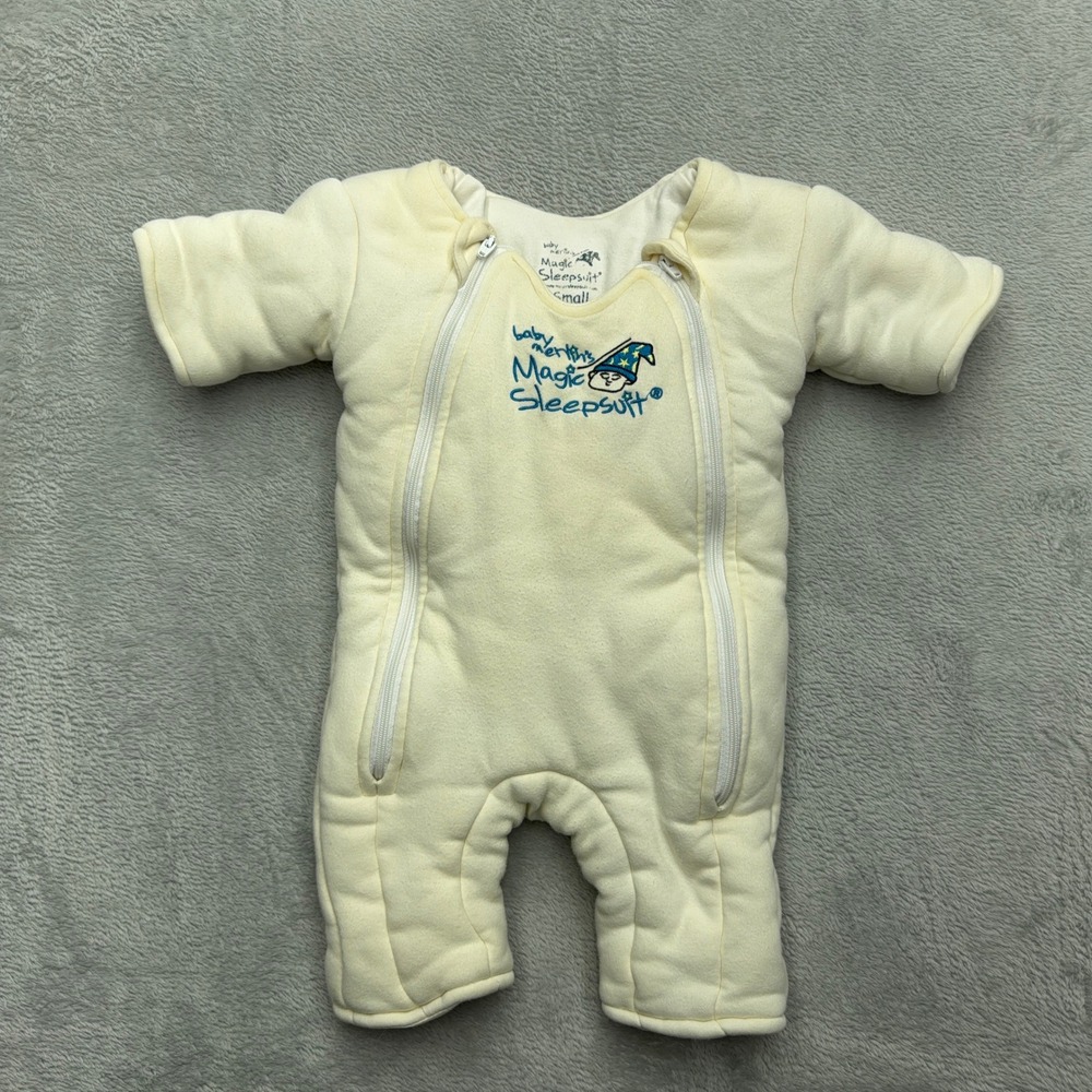Baby Merlin Magic Sleepsuit Unisex Small Cream Transition Swaddle Double Zipper